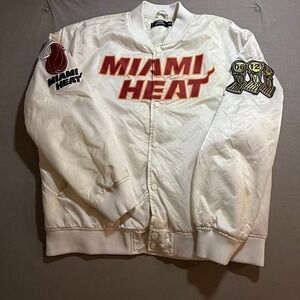 Pro‎ Standard Miami Heat 3XL White Satin Jacket NBA Champions Patches